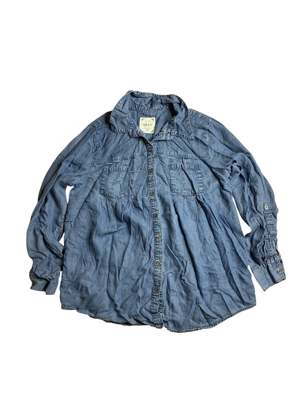 Style & Co. 100% Lyocell Chambray Button-Down Shirt - Medium